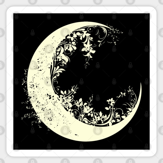 Floral Crescent Moon – Celestial & Botanical Fusion Sticker by TuncGK